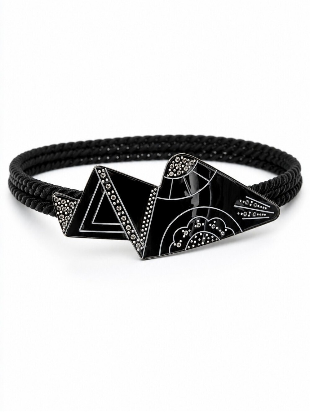 1980s Black Deco Belt S‎